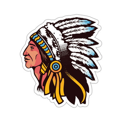 Boho Native American Chief Die Cut Sticker (655)