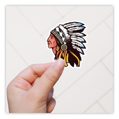 Boho Native American Chief Die Cut Sticker (655)