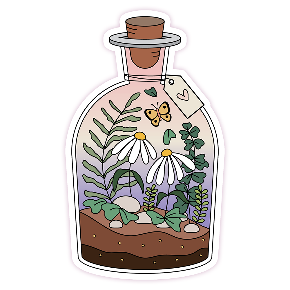 Bottle of Flowers Die Cut Sticker (66)