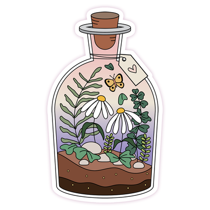 Bottle of Flowers Die Cut Sticker (66)