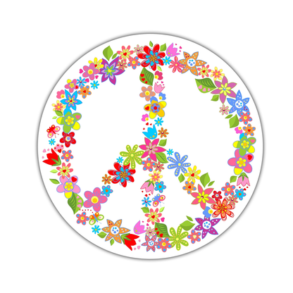 Peace Sign Flowers Die Cut Sticker (683)