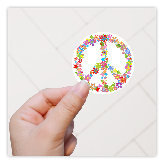 Peace Sign Flowers Die Cut Sticker (683)