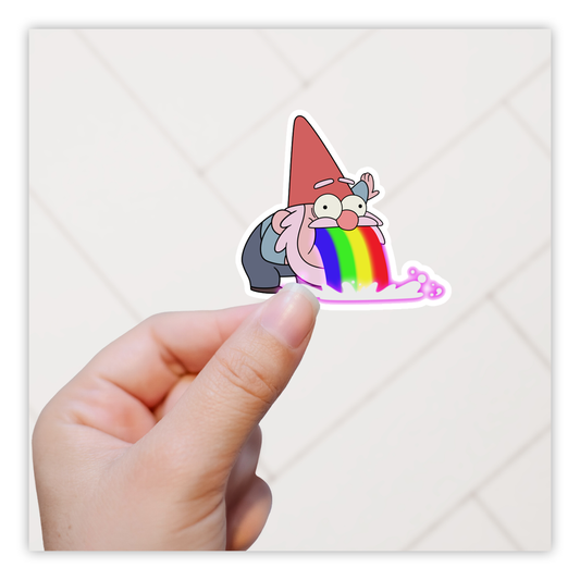 Gravity Falls Rainbow Puking Gnome Die Cut Sticker (736)