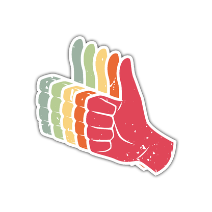 Boho Retro Thumbs Up Die Cut Sticker (746)