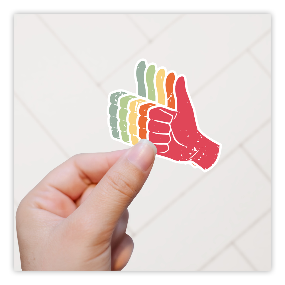 Boho Retro Thumbs Up Die Cut Sticker (746)