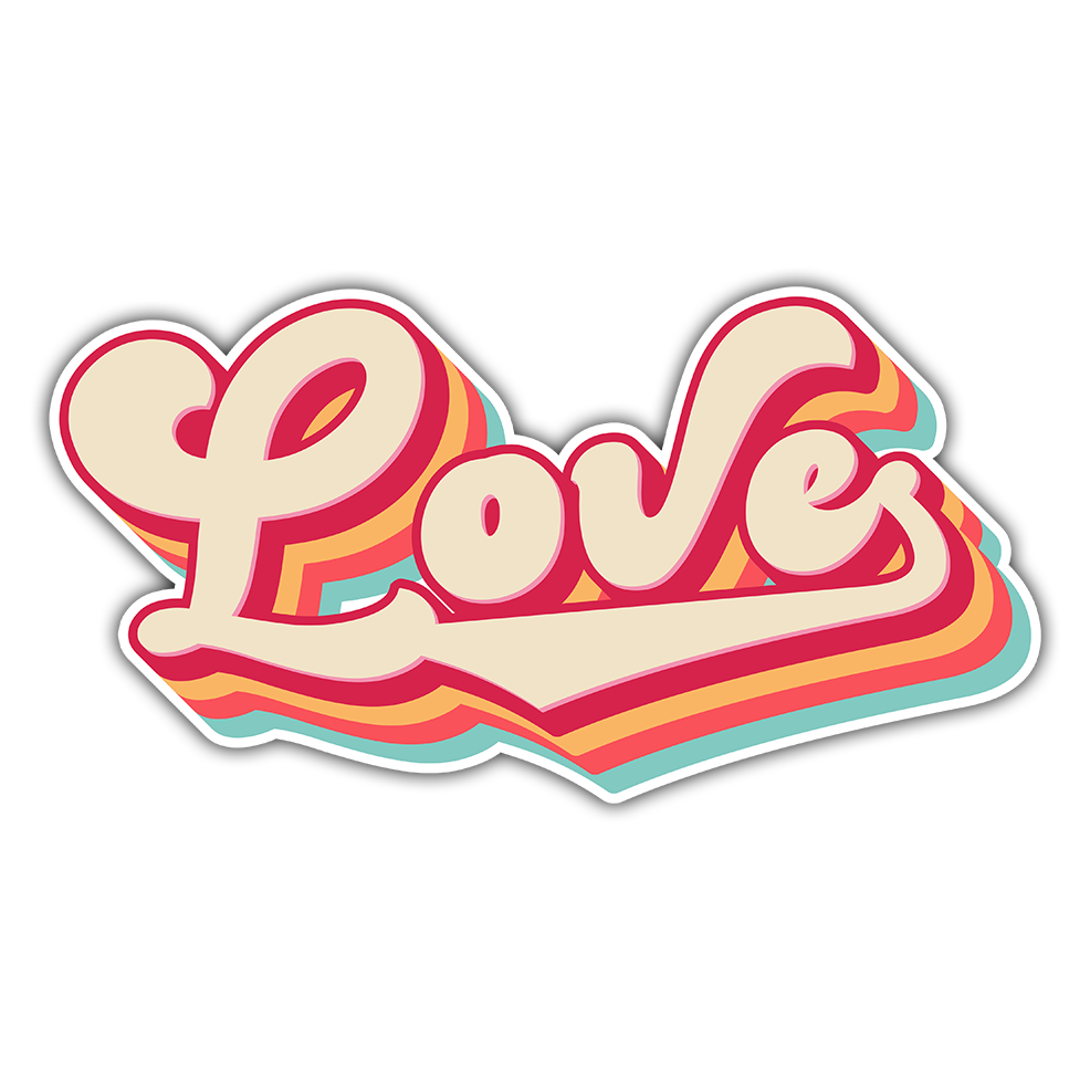 Retro Boho Love Die Cut Sticker (747)