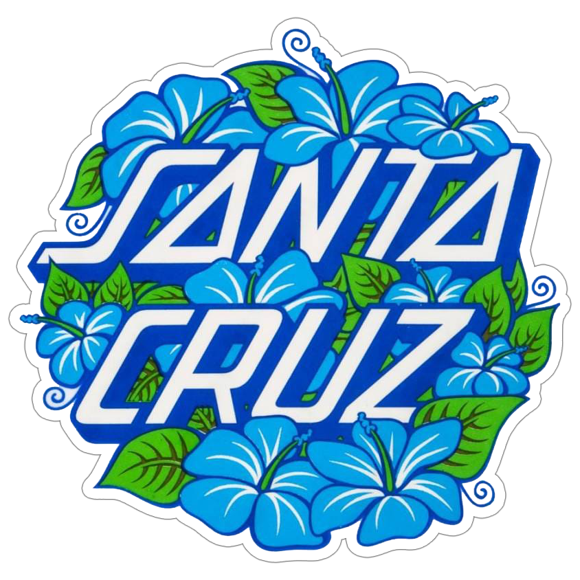 Santa Cruz Skates Blue Flowers Die Cut Sticker (773)