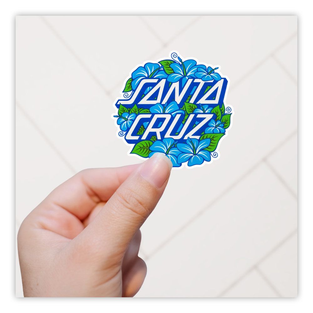 Santa Cruz Skates Blue Flowers Die Cut Sticker (773)