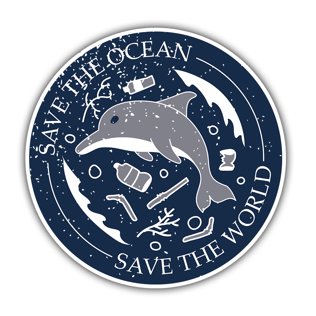 Dolphin Save The Ocean Save The World Die Cut Sticker (783)