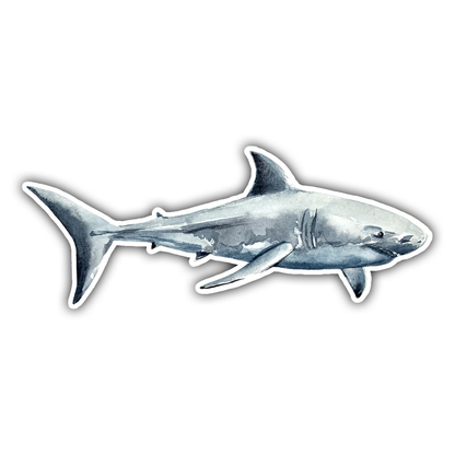 Watercolor Great White Shark Die Cut Sticker (794)