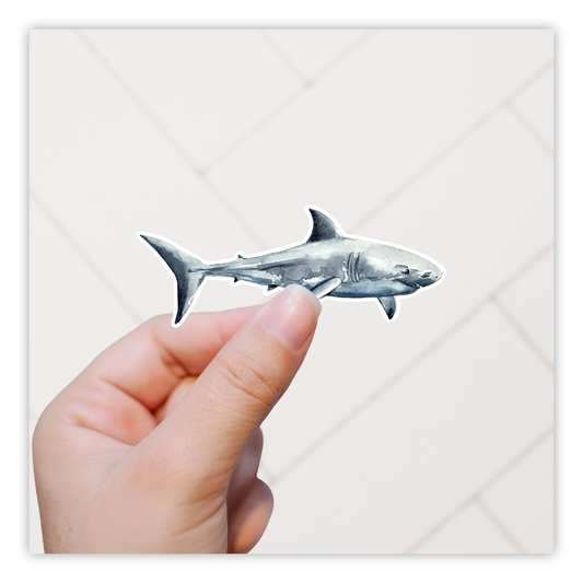 Watercolor Great White Shark Die Cut Sticker (794)