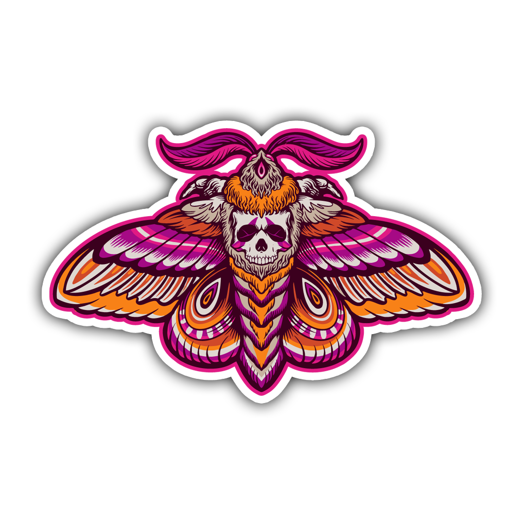 Deaths Head Moth Die Cut Sticker (809)