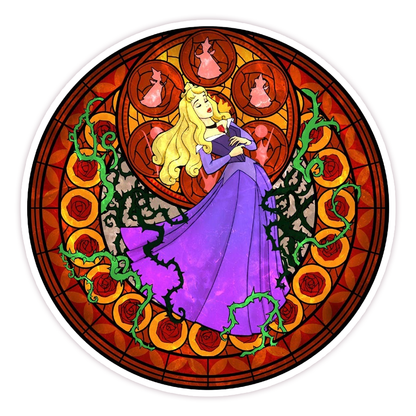 Aurora Sleeping Beauty Disney Princess Stained Glass Die Cut Sticker (814)