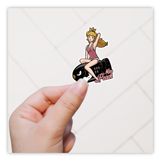 Super Mario Bros Princess Peach Pin Up Die Cut Sticker