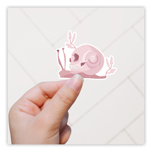 Pink Snail with Skull Shell Die Cut Sticker (826)