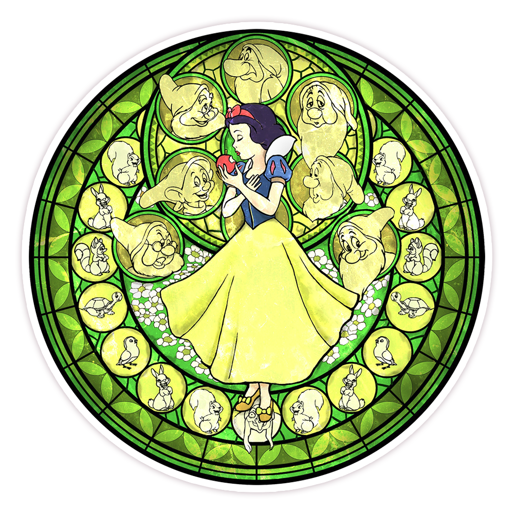 Snow White Disney Princess Stained Glass Die Cut Sticker (827)