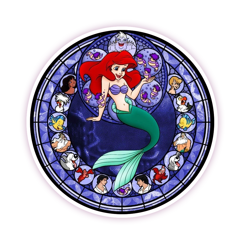 Little Mermaid Disney Princess Stained Glass Die Cut Sticker (839)