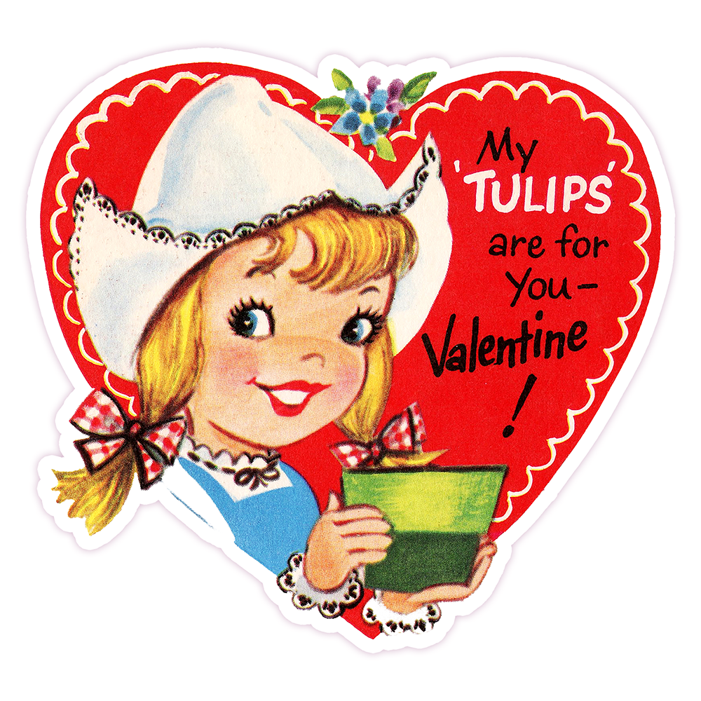 Valentine's Day Dutch Girl Die Cut Sticker (85)