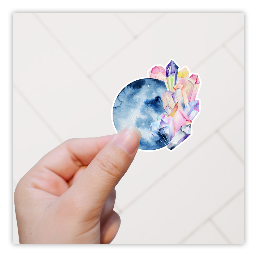 Watercolor Full Moon Crystals Die Cut Sticker (86)