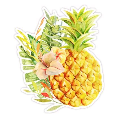 Tropical Pineapple Hibiscus Die Cut Sticker (87)