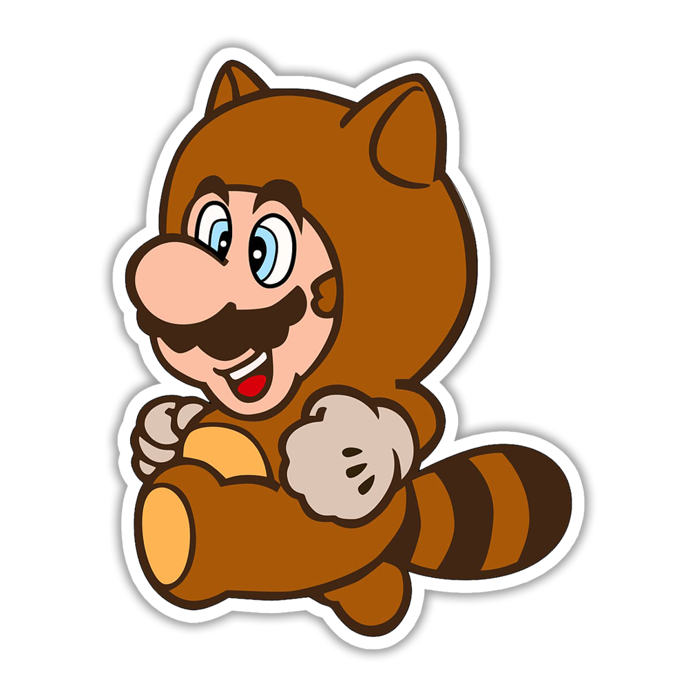 Super Mario Bros Racoon Mario Die Cut Sticker (876)
