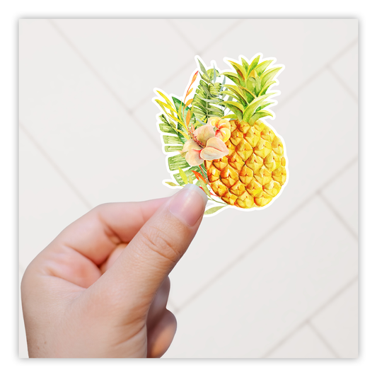 Tropical Pineapple Hibiscus Die Cut Sticker (87)