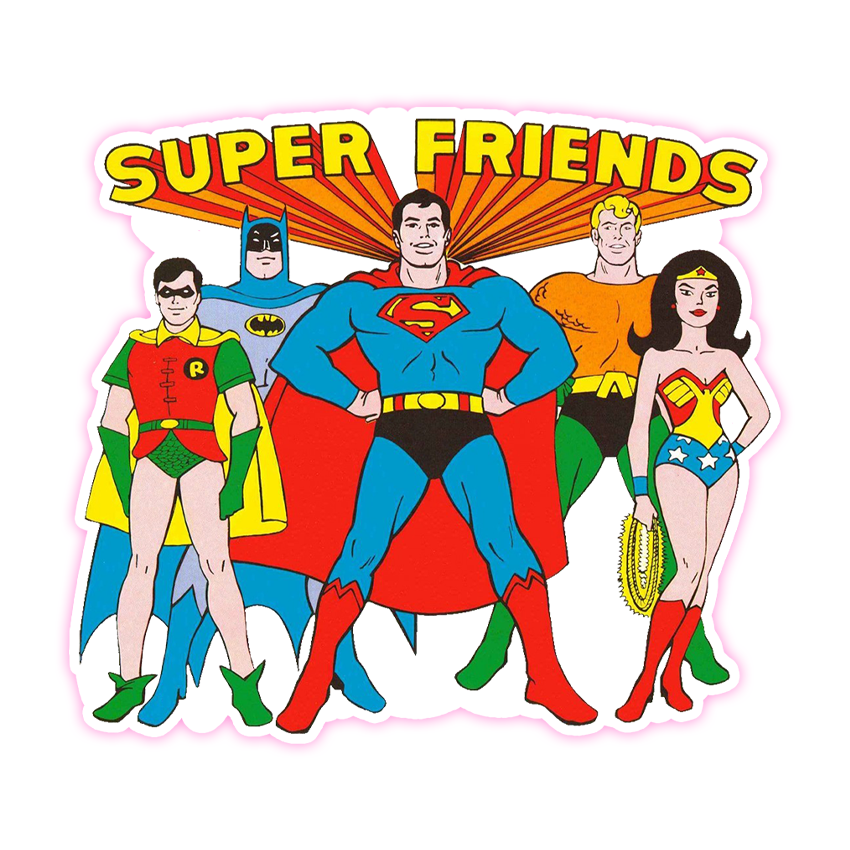 Saturday Morning Super Friends Die Cut Sticker (880)