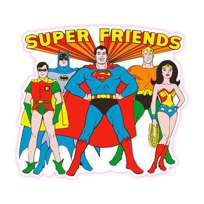 Saterdagoggend Super Friends Die Cut-plakker (880)