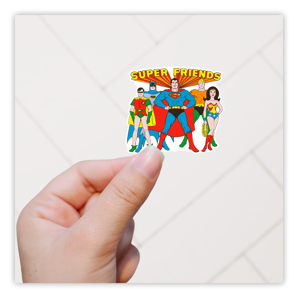 Saterdagoggend Super Friends Die Cut-plakker (880)