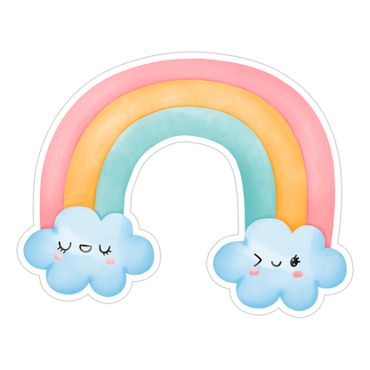 Kawaii Rainbow with Clouds Die Cut Sticker (887)