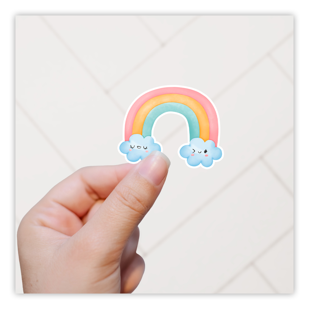 Kawaii Rainbow with Clouds Die Cut Sticker (887)