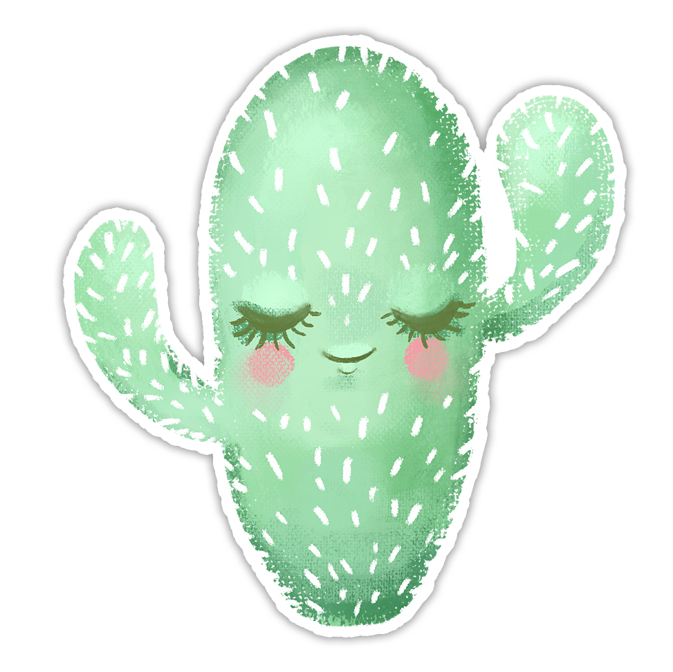 Sweet Kawaii Saguaro Cactus Die Cut Sticker (888)