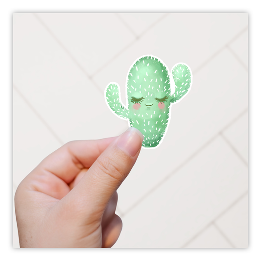 Sweet Kawaii Saguaro Cactus Die Cut Sticker (888)