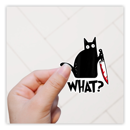 Funny What Cat with Knife Die Cut Sticker (8)