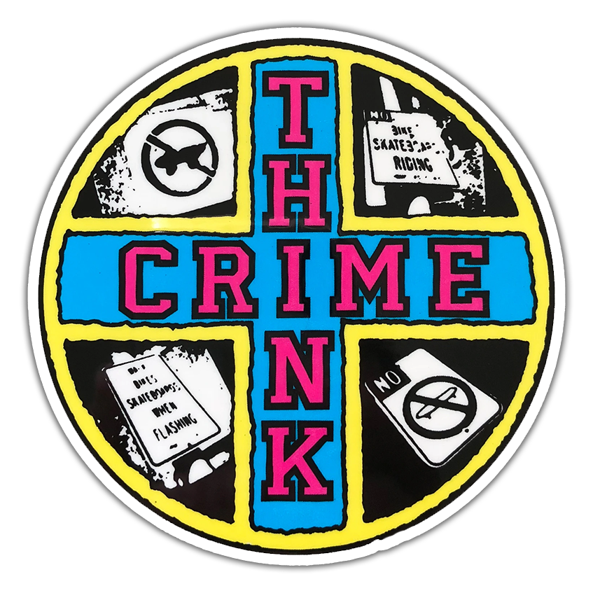 Think Crime SMA Skateboard Die Cut Sticker (912)