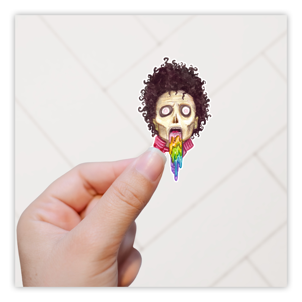 Watercolor Thriller Zombie Michael Jackson Rainbow Vomit Die Cut Sticker (914)