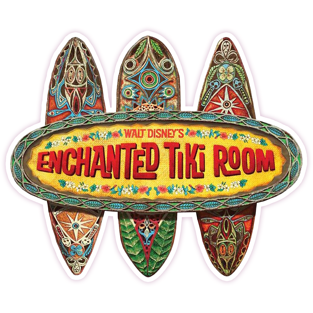 Disney's Enchanted Tiki Room Surfboards Sign Die Cut Sticker (917)