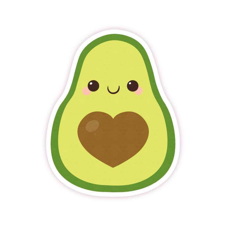 Kawaii Avocado Die Cut Sticker (92)