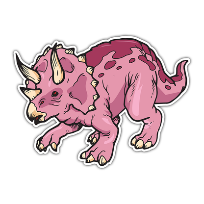 Pink Triceratops Dinosaur Die Cut Sticker (931)