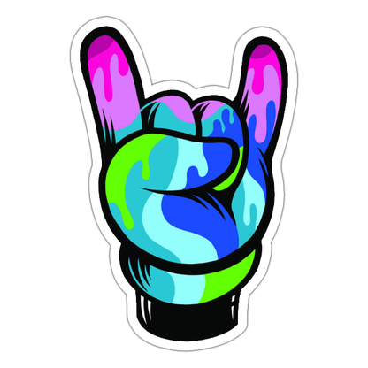 Rainbow Oil Slick Horn Fingers Die Cut Sticker (939)