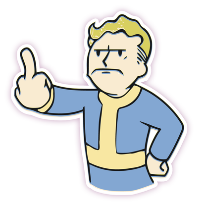 Fallout Vault Boy Middle Finger Die Cut Sticker (944)