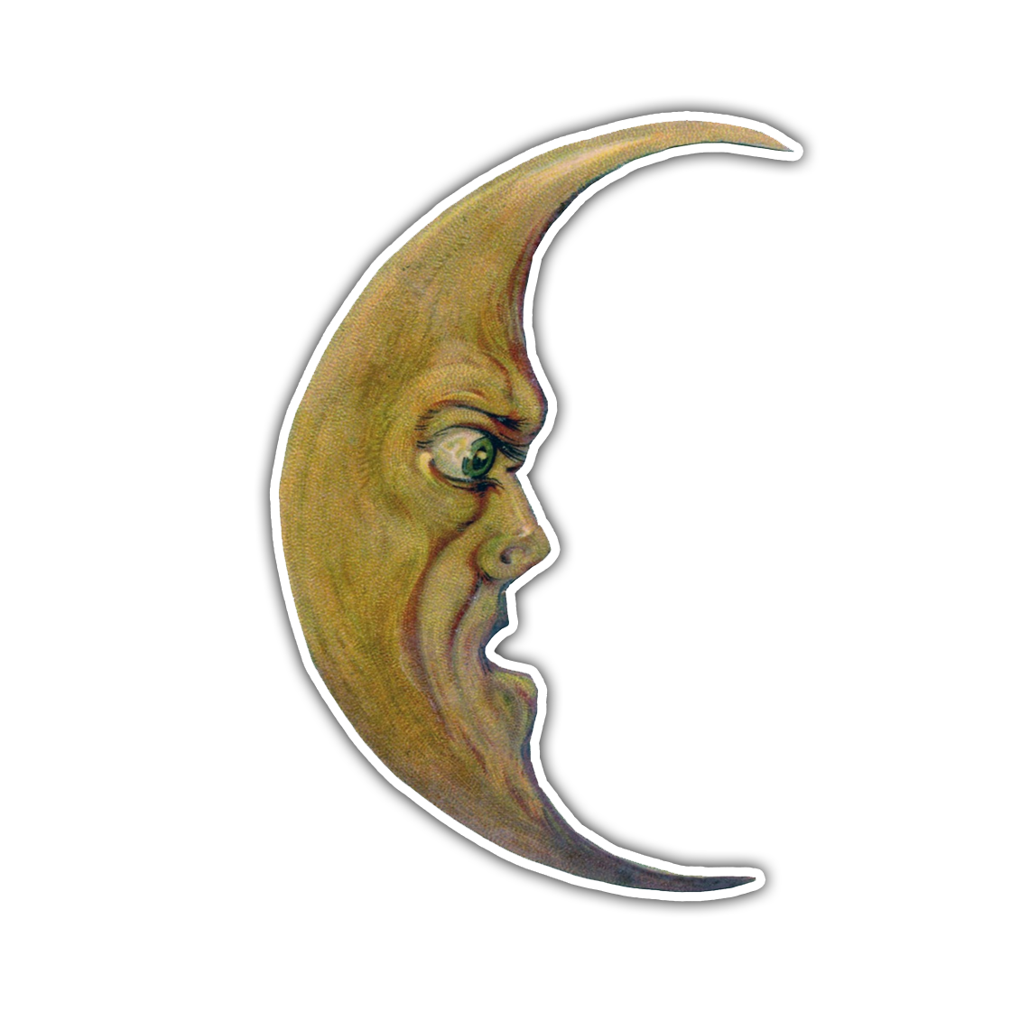 Crescent Man In The Moon Die Cut Sticker (952)