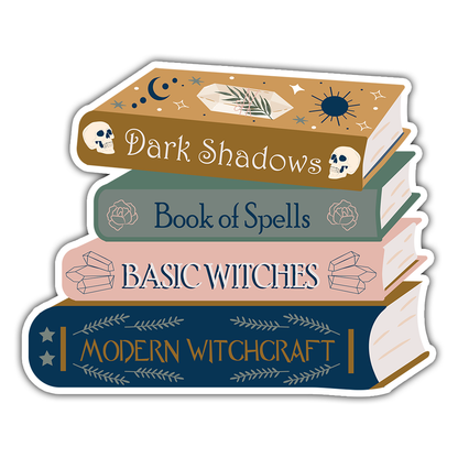 Stack of Wiccan Books Die Cut Sticker (989)