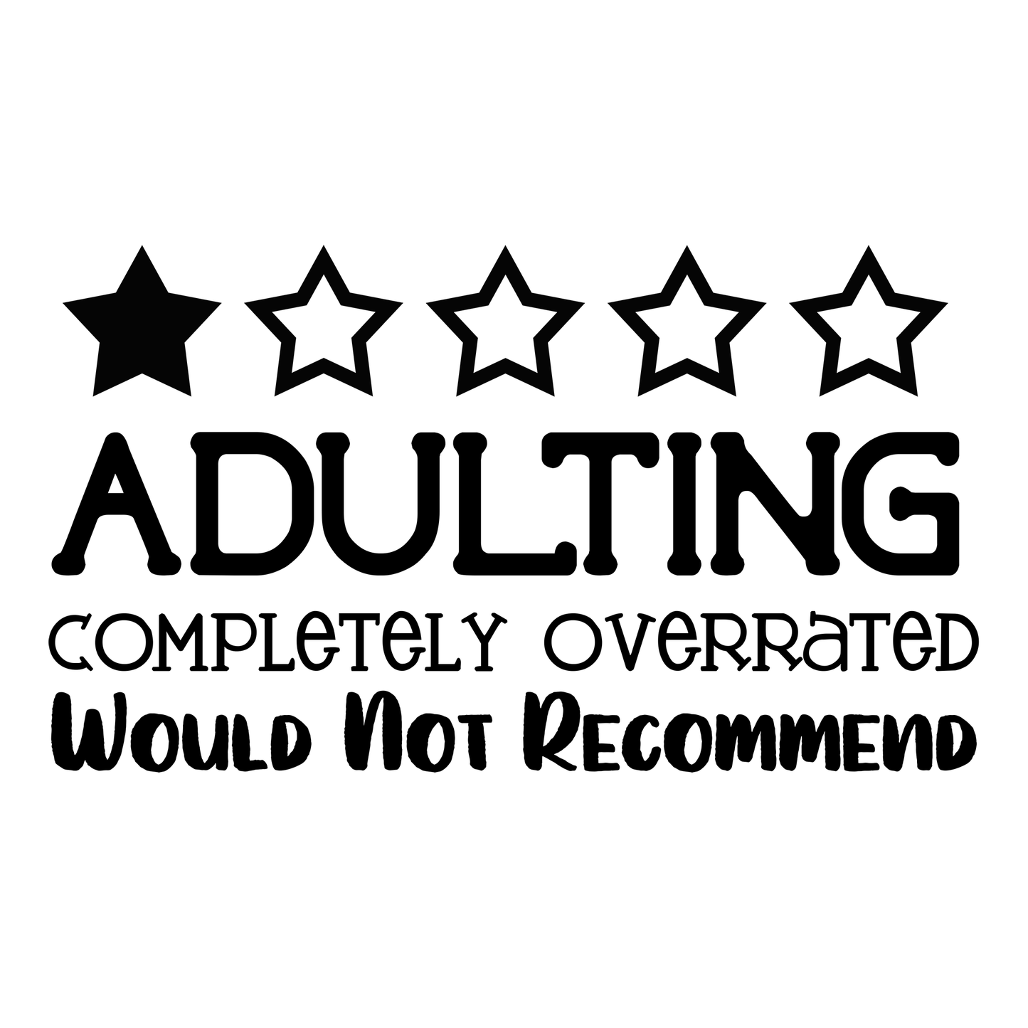 Adulting 1 Star Would Not Recommend Vinyl Decal Sticker
