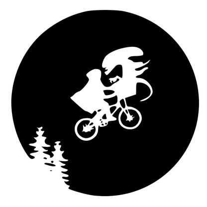 Alien Xenomorph As ET on Bicycle Infront of Moon Vinyl Decal Sticker