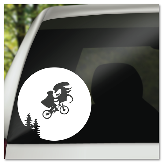 Alien Xenomorph As ET on Bicycle Infront of Moon Vinyl Decal Sticker
