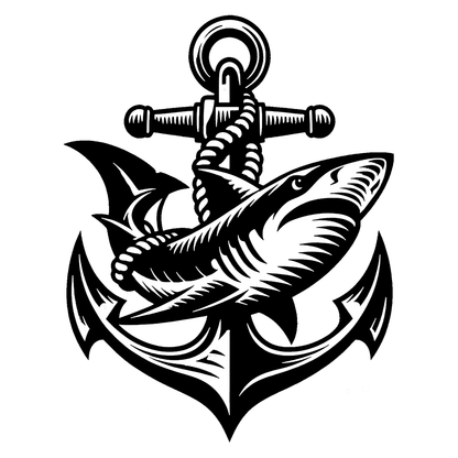 Anchor and Shark Vinyl Decal Sticker