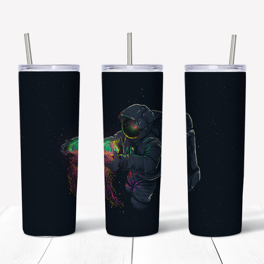 Astronaut with Space Jellyfish 20oz Sublimated Metal Tumbler