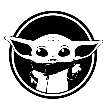 Grogu Baby Yoda in circle Star Wars Mandalorian Vinyl Decal Sticker