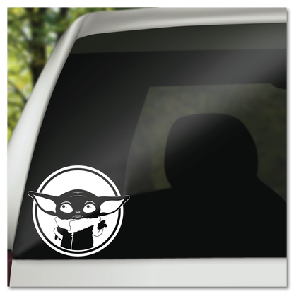 Grogu Baby Yoda in sirkel Star Wars Mandalorian Vinyl Decal Sticker